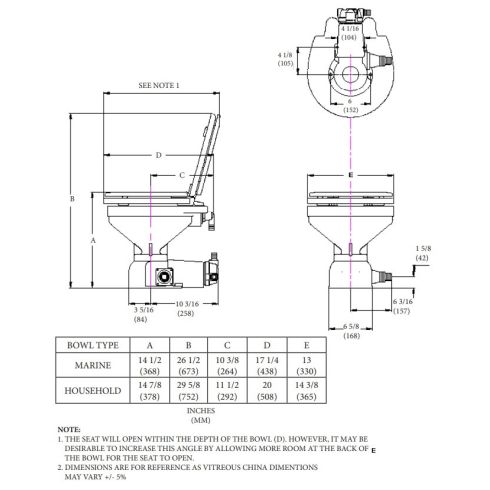 Raritan SeaEra Electric Macerating Toilet - Select Household or Marine (Compact) Size