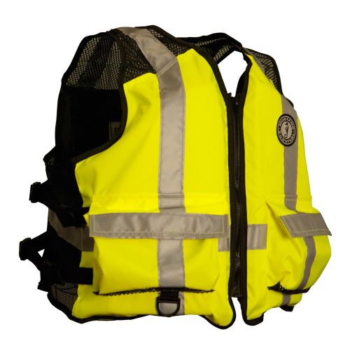 Chaleco de Malla Industrial de Alta Visibilidad Mustang - Amarillo Fluorescente/Verde/Negro - Pequeño/Mediano