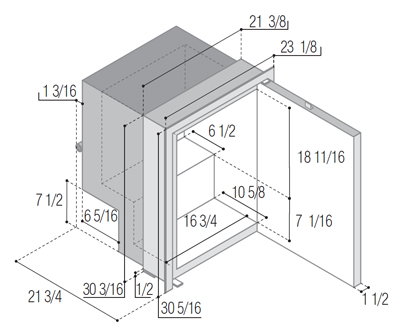 Vitrifrigo SeaSteel Refrigerator / Freezer dimensions