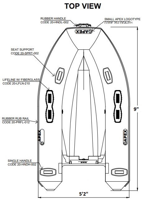 Apex A-9 Open RIB Dimensions