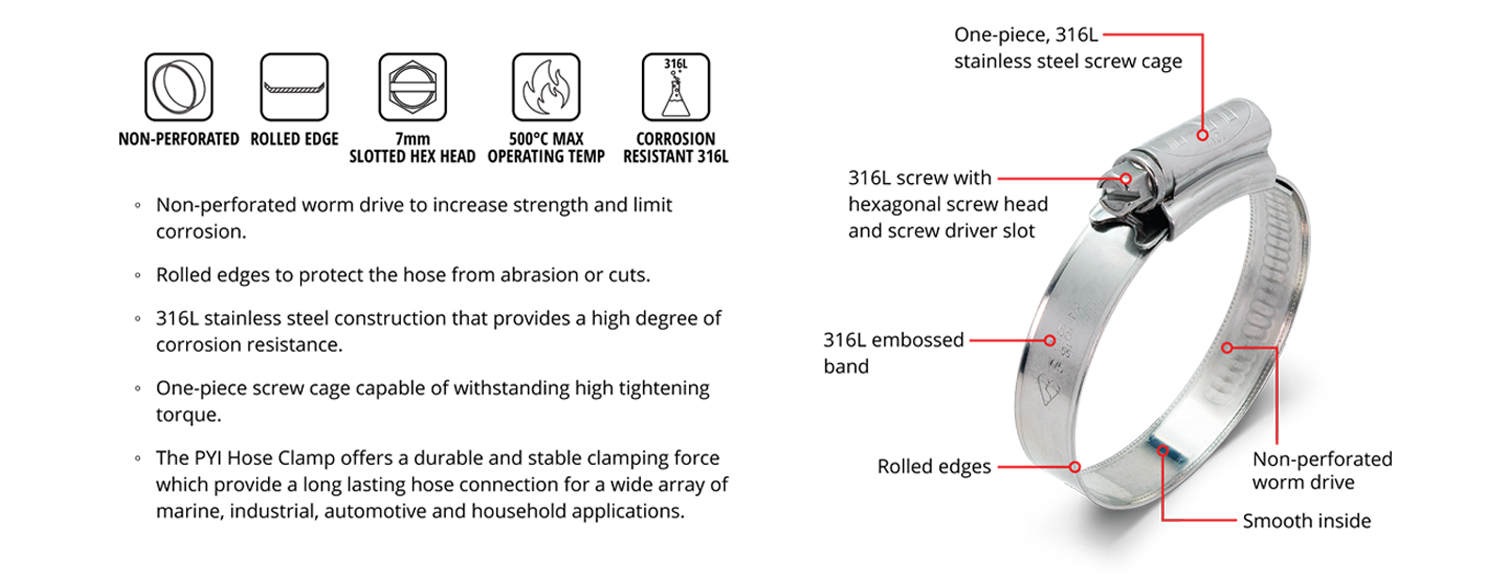 PYI - GEAR HOSE CLAMP - features