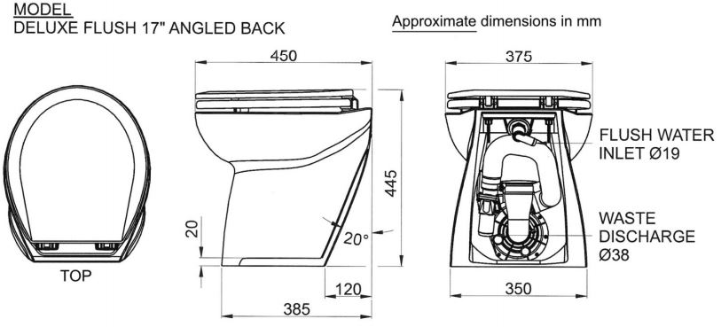 Jabsco Deluxe Flush Electric Toilet