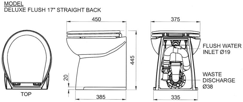 Jabsco Deluxe Flush Electric Toilet