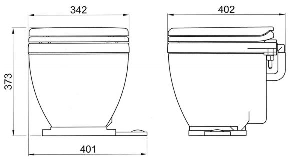 Jabsco Lite Flush Electric Toilet Dimensions