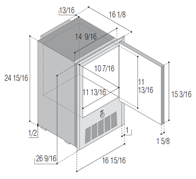 Vitrifrigo IMHYDIXN2-F Dimensions