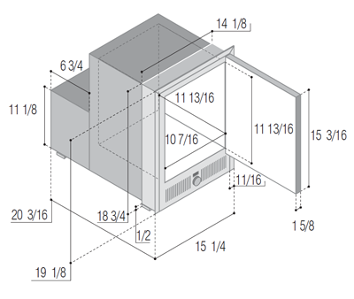 Vitrifrigo IMXTIXN5-S  Ice Maker dimensions