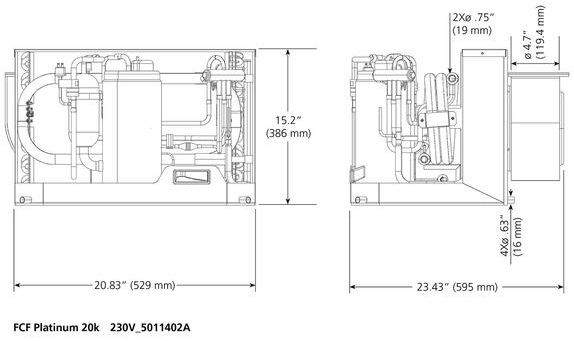 Webasto FCFP Platinum Series Air Conditioning Dimensions