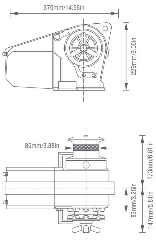 Lofrans Cayman Windlass Dimensions