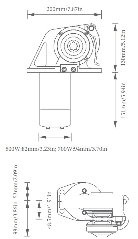 Lofrans Dorado Windlass Dimensions