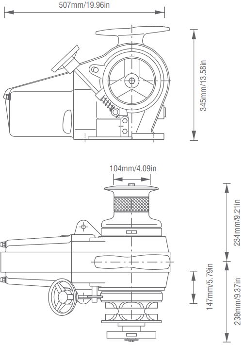 Lofrans Falkon Windlass Dimensions