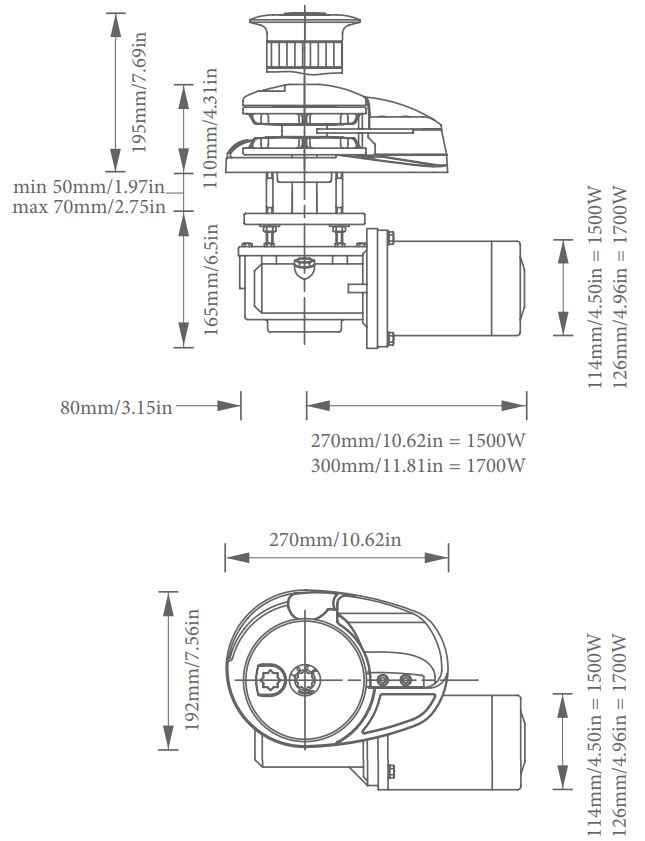 Lofrans Project 1500 Dimensions