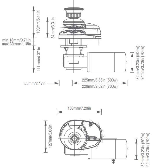 Lofrans Project 500 Dimensions