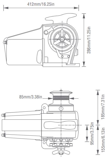 Lofrans Tigres Windlass Dimensions