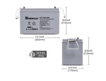 Renogy 12-volt 100-amp Hour AGM battery Dimensions