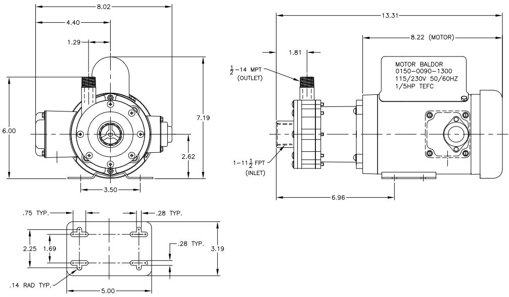 TE-5S-MD Dimensions