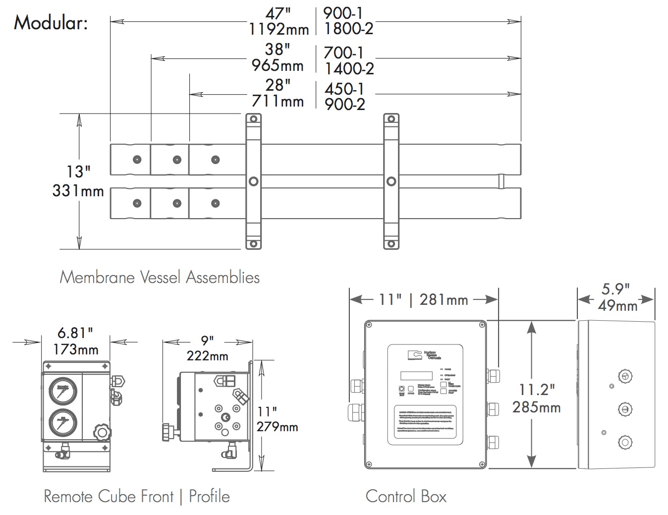 Seafari Versatile 1400 GPD (Modular) Dual Membrane dimensions 2