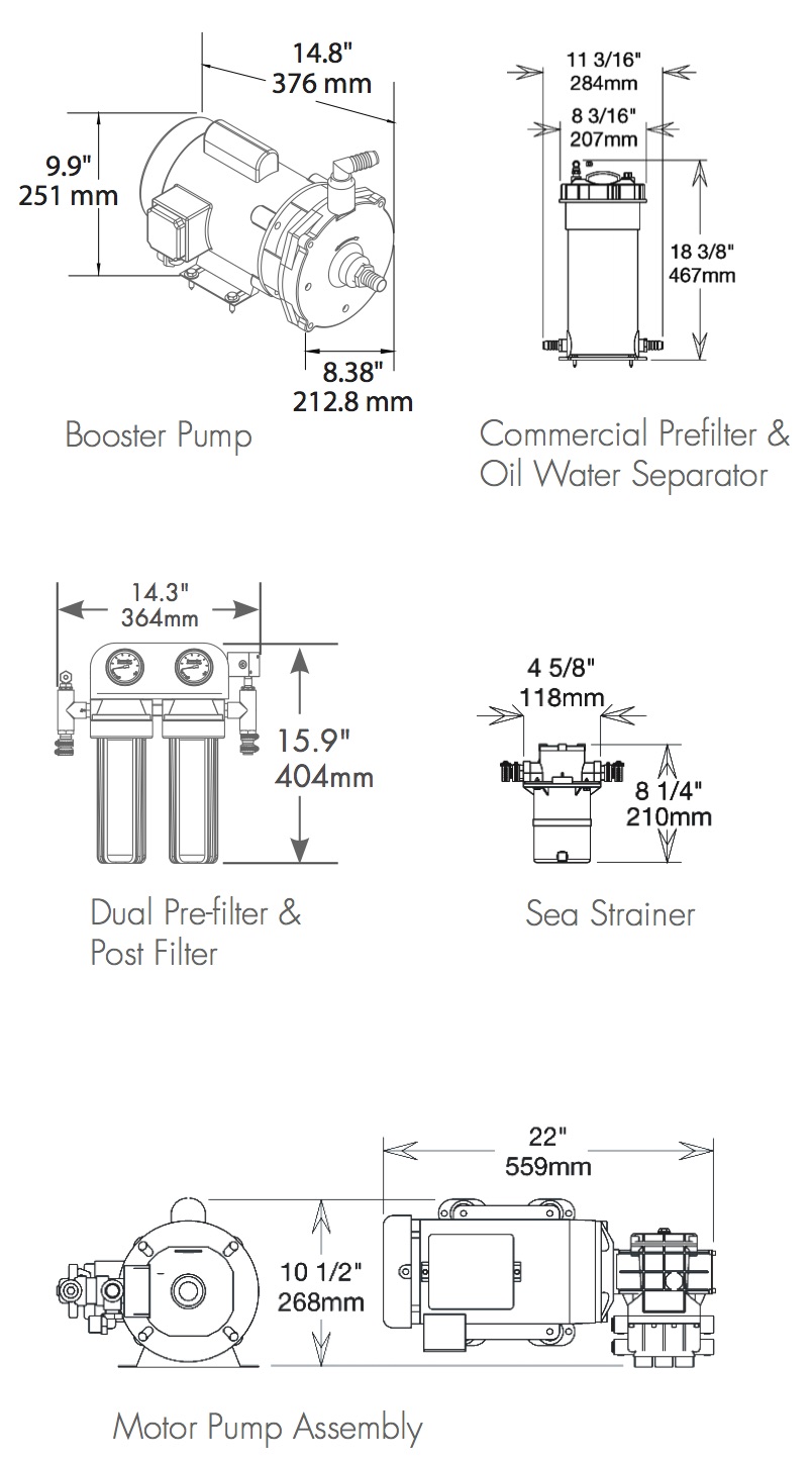 Seafari Versatile 1800 GPD (Modular) Dual Membrane dimensions