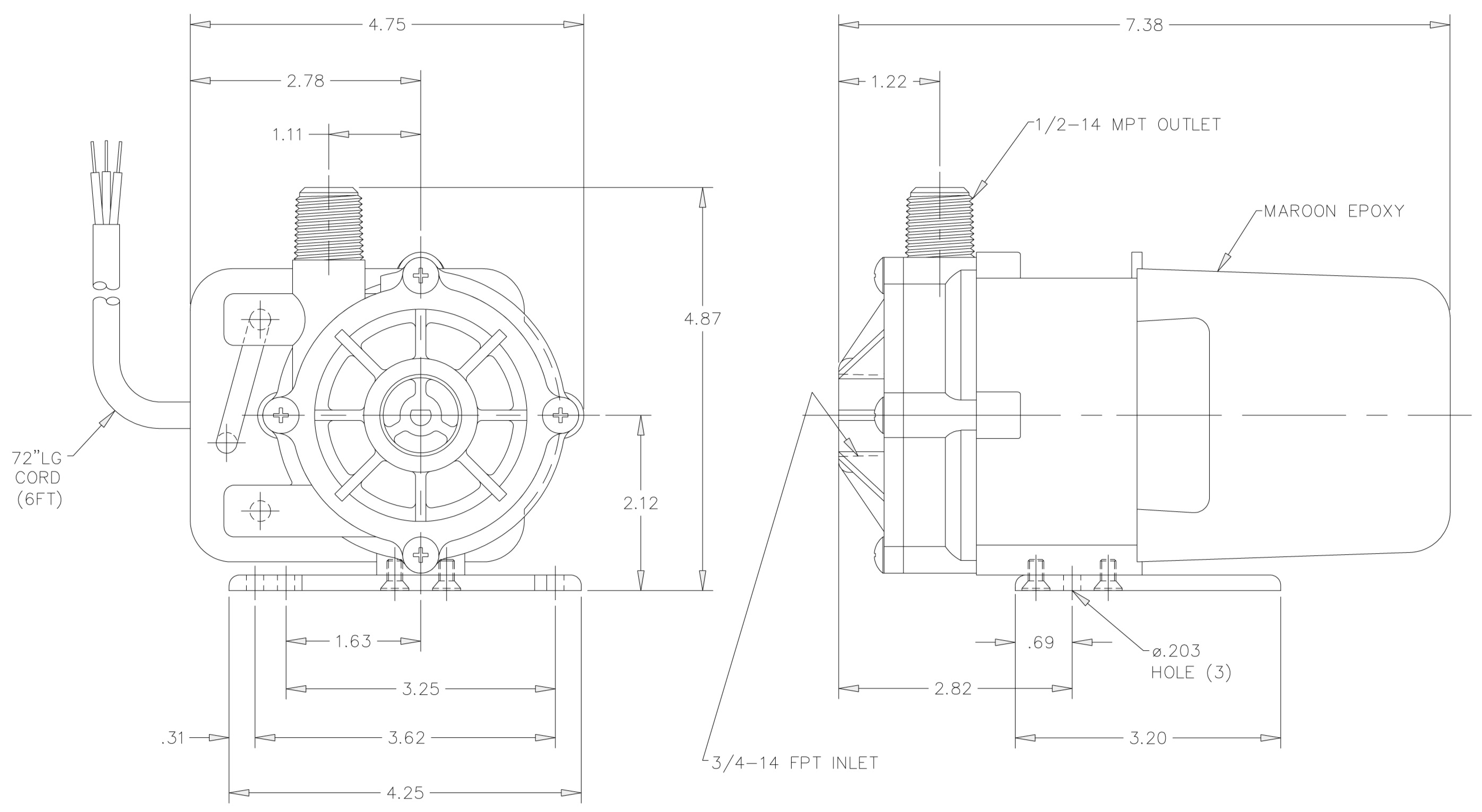 March LC-3CP-MD Dimensions