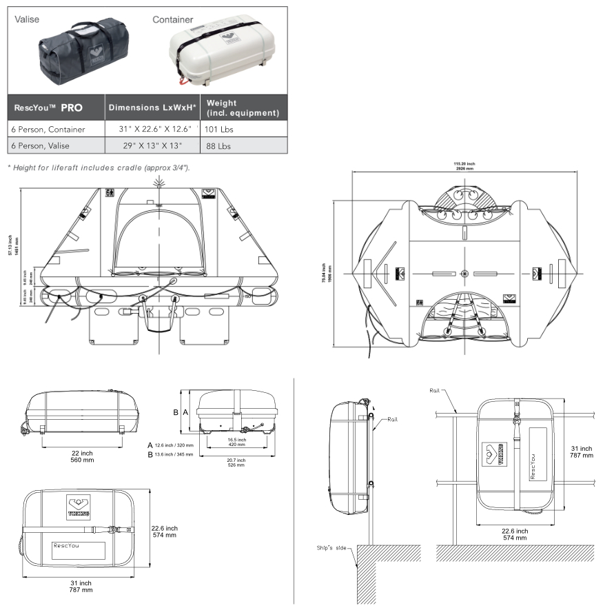 VIKING RescYou PRO 6 Person Dimensions