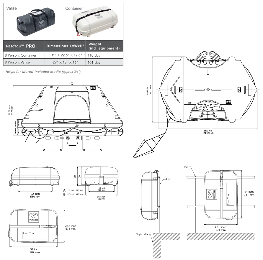 VIKING RescYou PRO 8 Person Dimensions