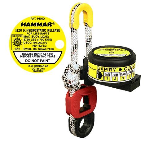 Hammar H20 hydrostatic release for liferaft