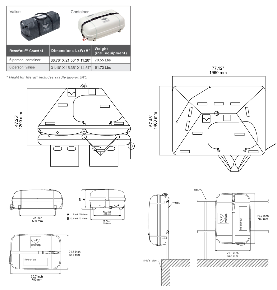 VIKING RescYou Coastal 6 Person DImensions