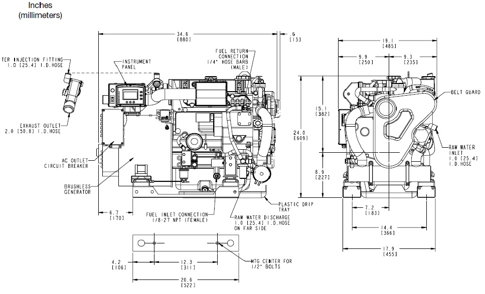 15.0 edt d-net marine generator dimensions