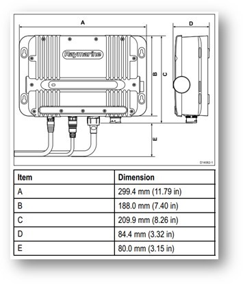 Raymarine RVX1000 dimensions