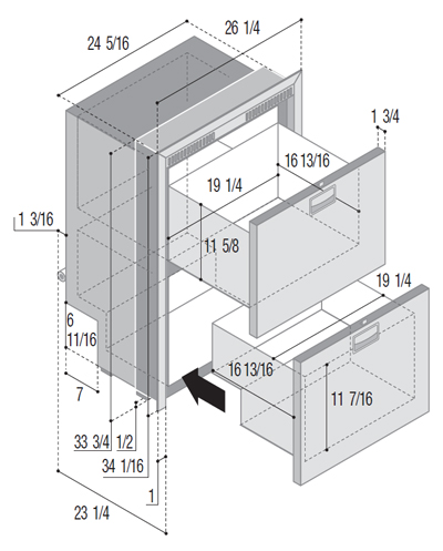 Vitrifrigo DRW180AIXD4 dimensions