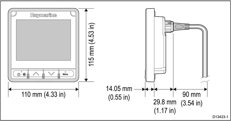 i70s Multifunction Colour Display dimensions E70327