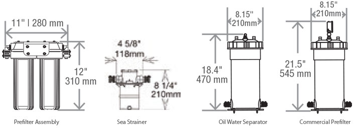 Seafari Mini 350 GPD (Compact) dimensions 2